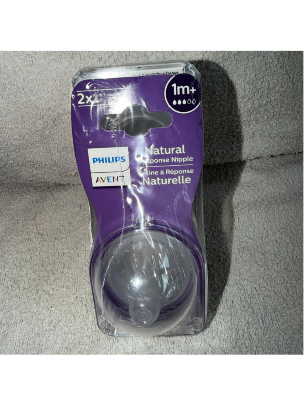 NIP Philips Avent Natural Response Baby Bottle Nipples Flow 3 1M+ Pk/4
